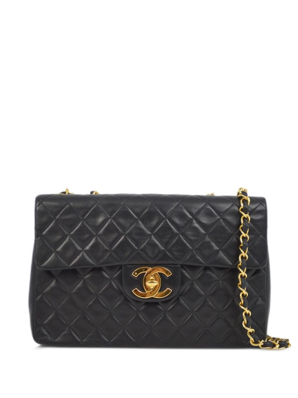 Pre-owned Chanel 1995 Maxi Classic Flap Shoulder Bag In Black