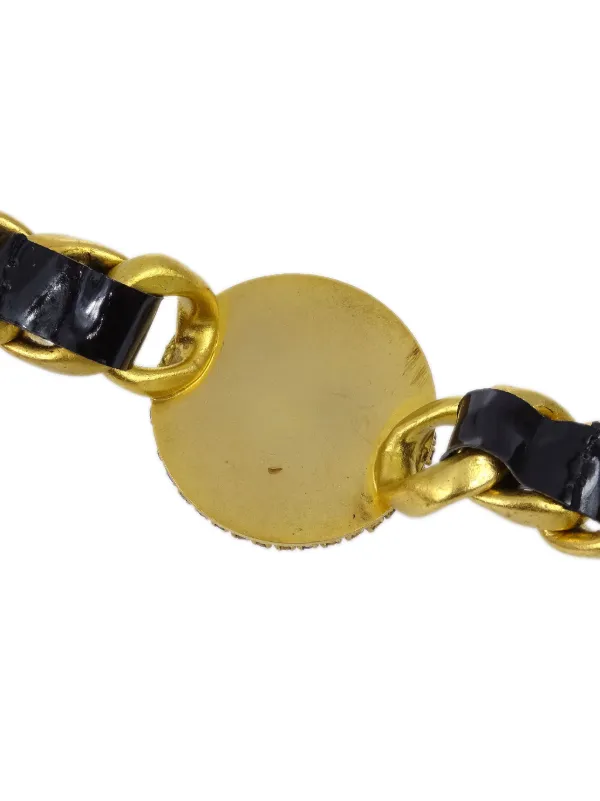 CHANEL シャネル ココマーク チョーカー ベルト ラインストーン ラウンド ココマーク ブラック×ゴールド 95P シャネル CHANEL ココマーク チョーカー ベルト ラインストーン 95P