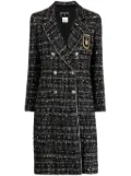 CHANEL Pre-Owned 2005 crest-appliqué tweed coat - Black