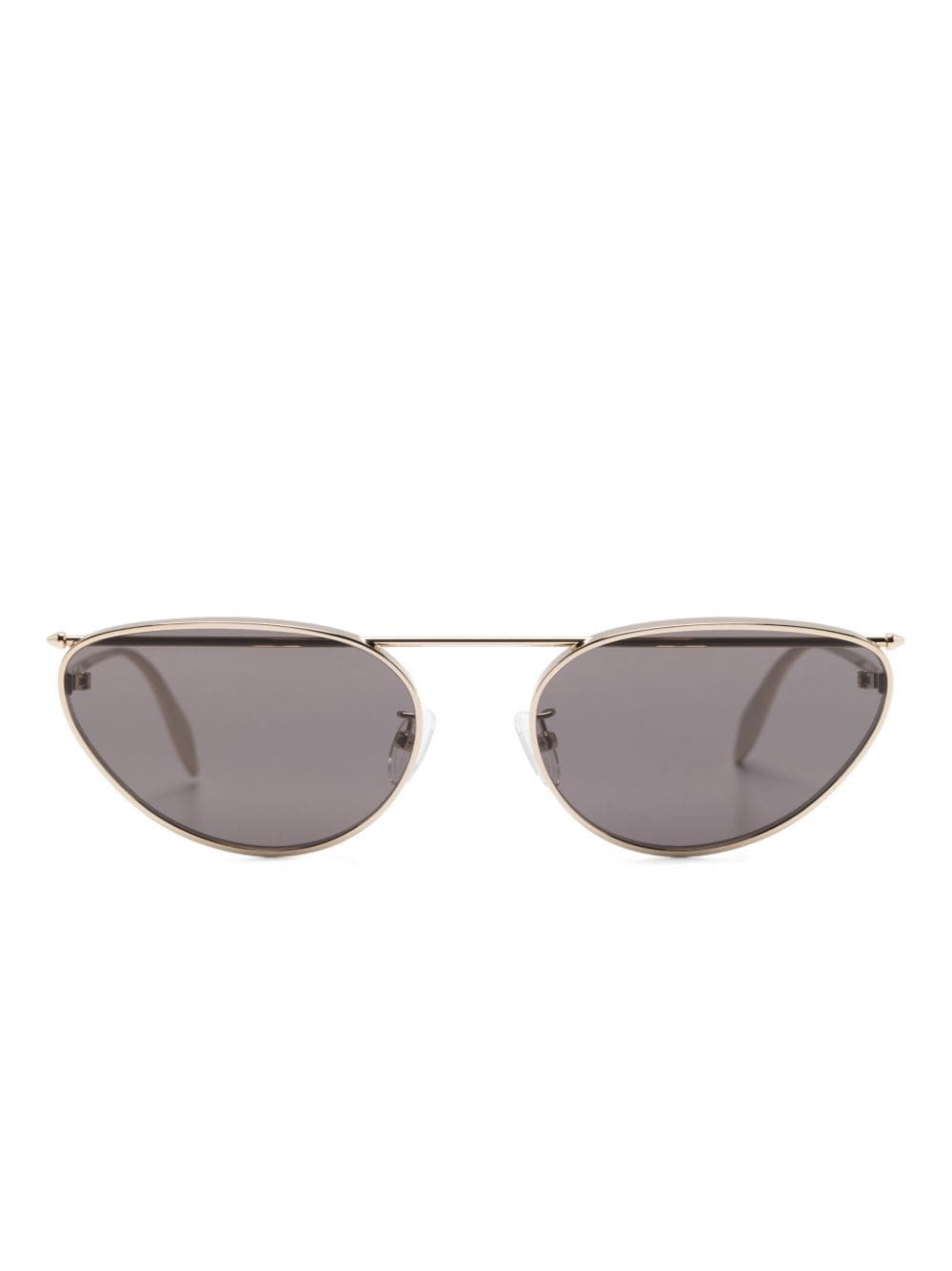 Image 1 of Alexander McQueen Eyewear logo-engraved round-frame sunglasses