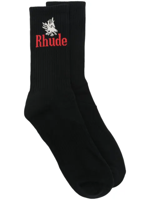 RHUDE calcetines con diseño color block y logo en intarsia