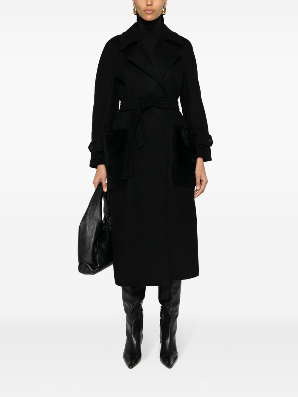 Shop Max Mara Magia Belted Cashmere Coat In Black