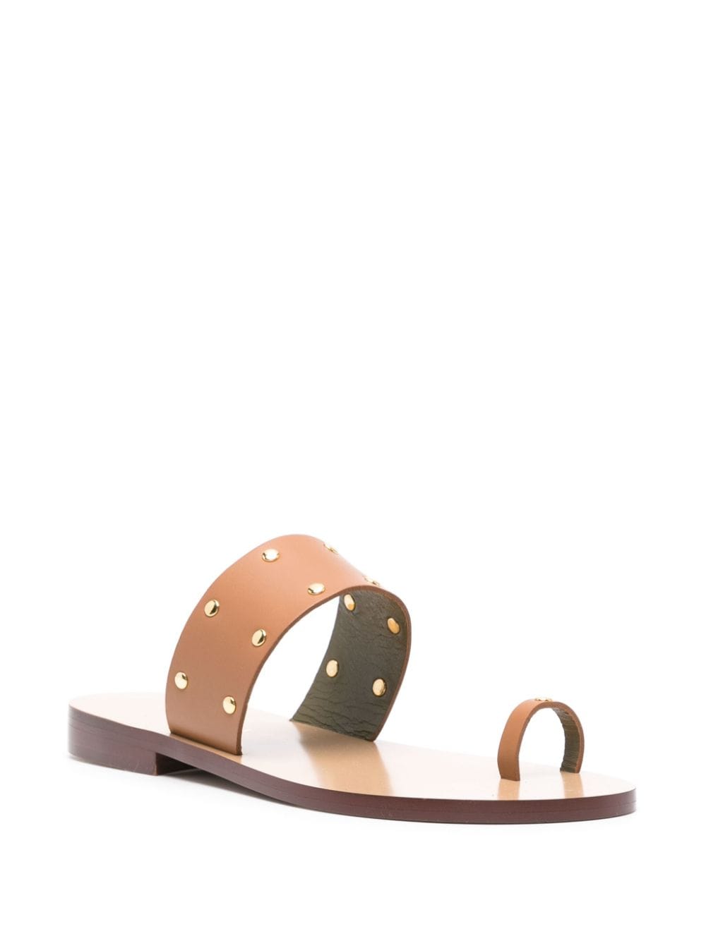 Shop Maria Luca Stud-detail Leather Sandals In Brown