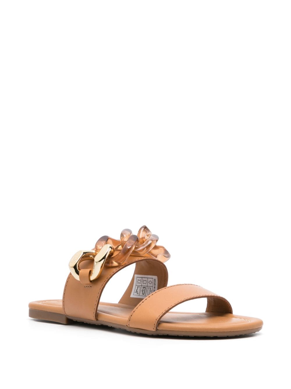 Shop See By Chloé Chain-detail Leather Sandals In Brown