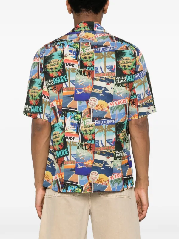 RHUDE プリント シャツ RHUDE プリント ボウリングシャツ | ブルー | FARFETCH JP