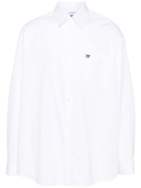 Off-White logo-embroidered cotton shirt Men