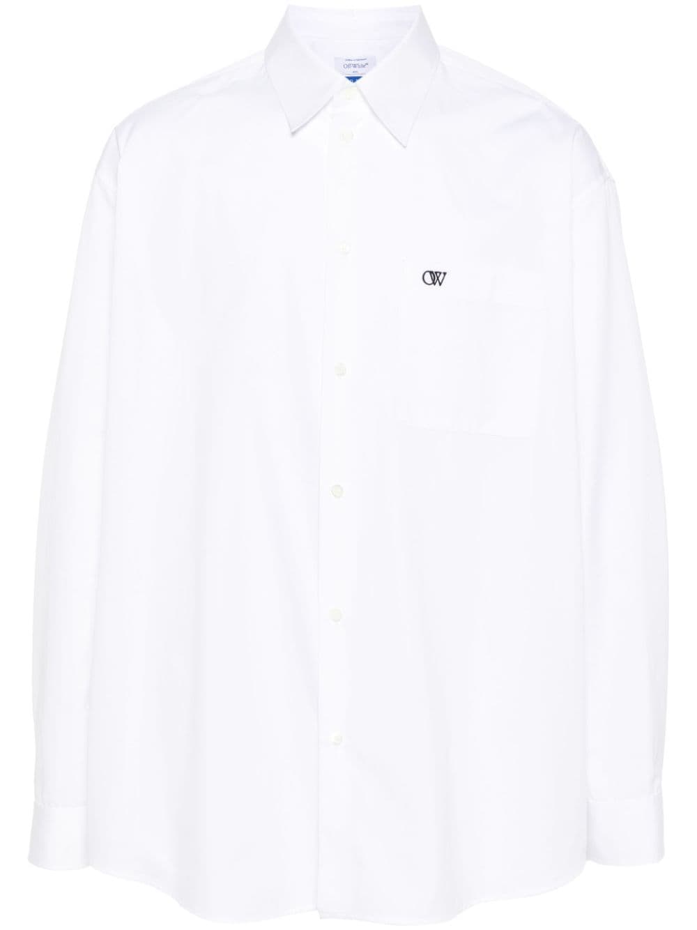 Off-white Logo-embroidered Cotton Shirt In White