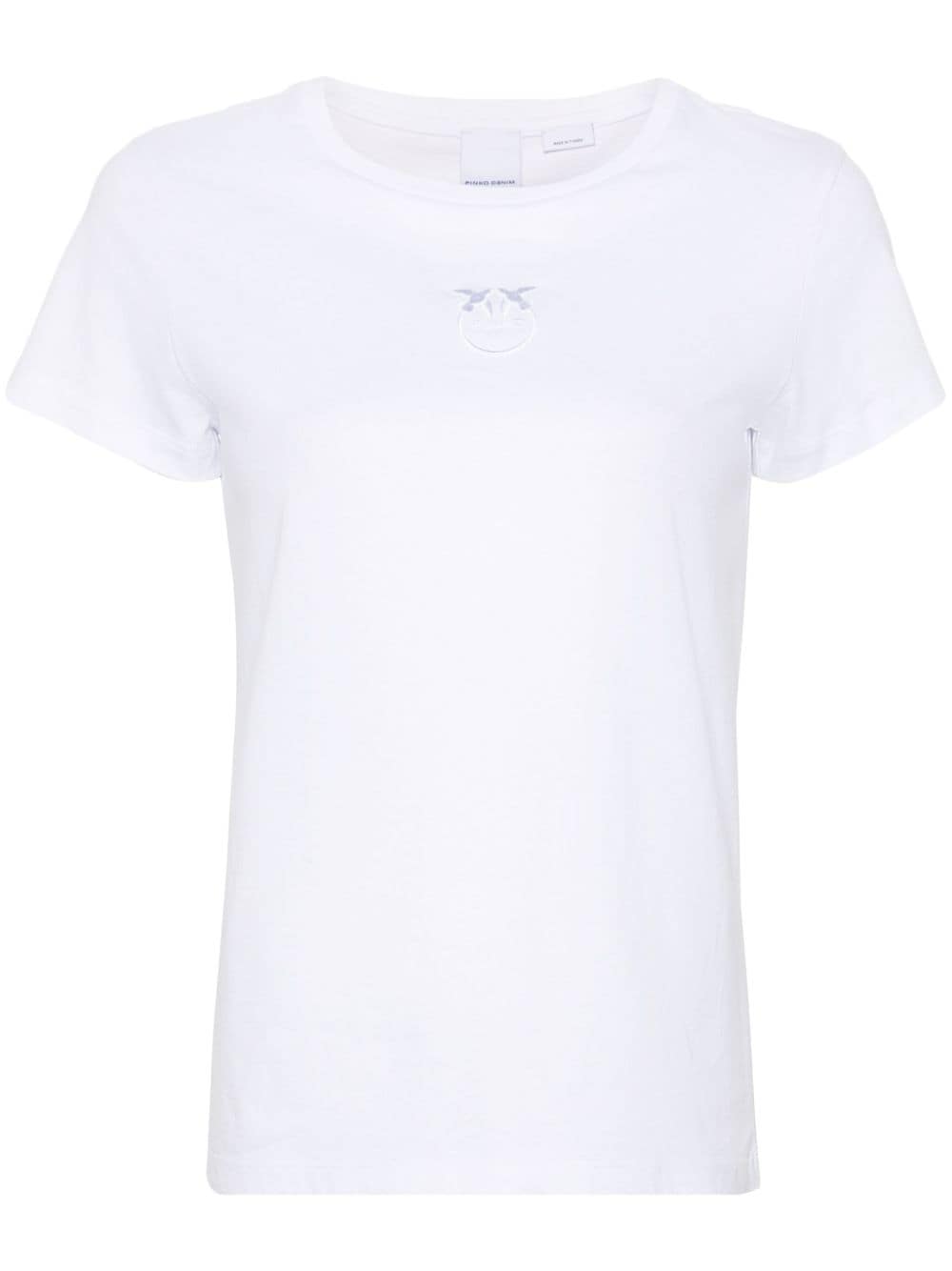 Shop Pinko Love Birds-embroidered Cotton T-shirt In White