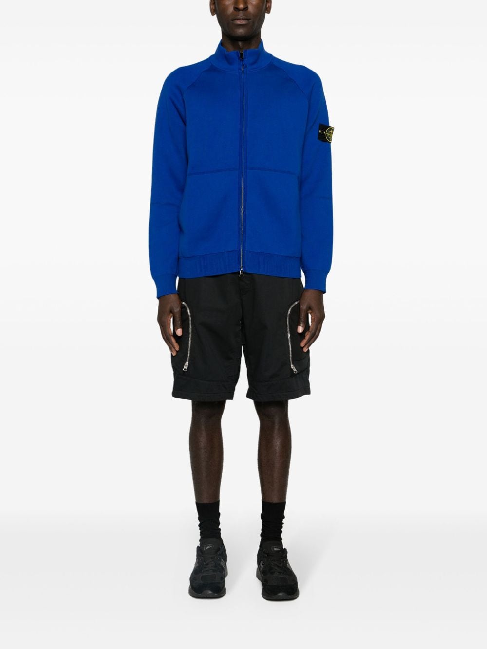 Stone Island Compass-badge zipped cardigan - Blauw