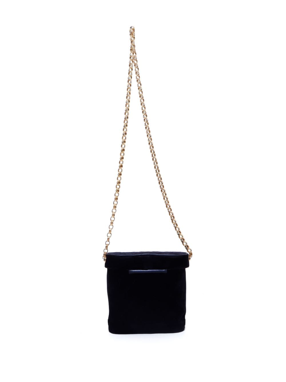 Pre-owned Chanel 1989-1991 Velvet Bucket Shoulder Bag In Black