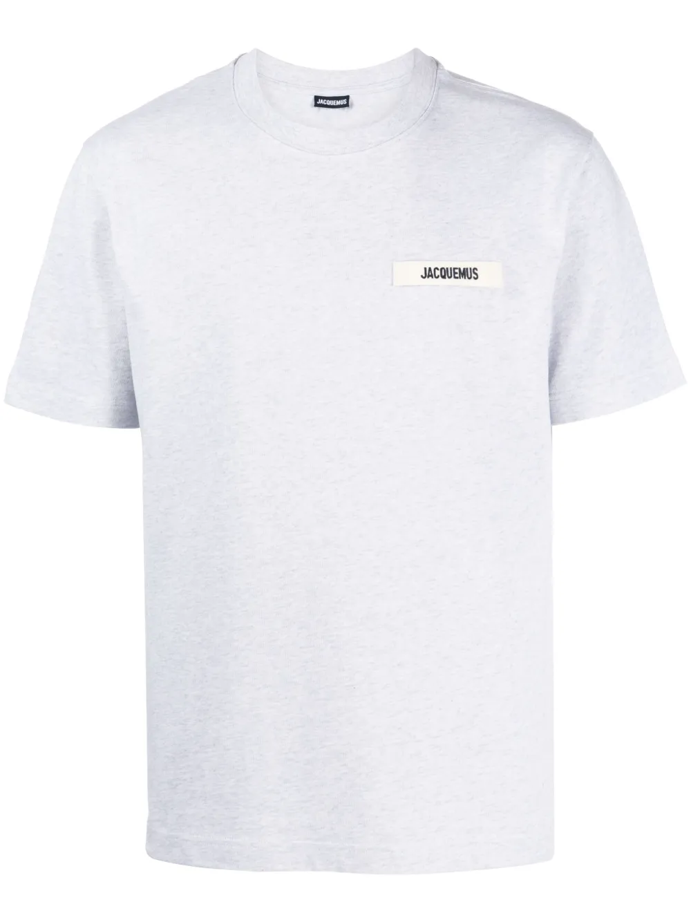 Jacquemus 'le T-shirt Gros Grain' White T-shirt With Logo Patch On The Front In Grey