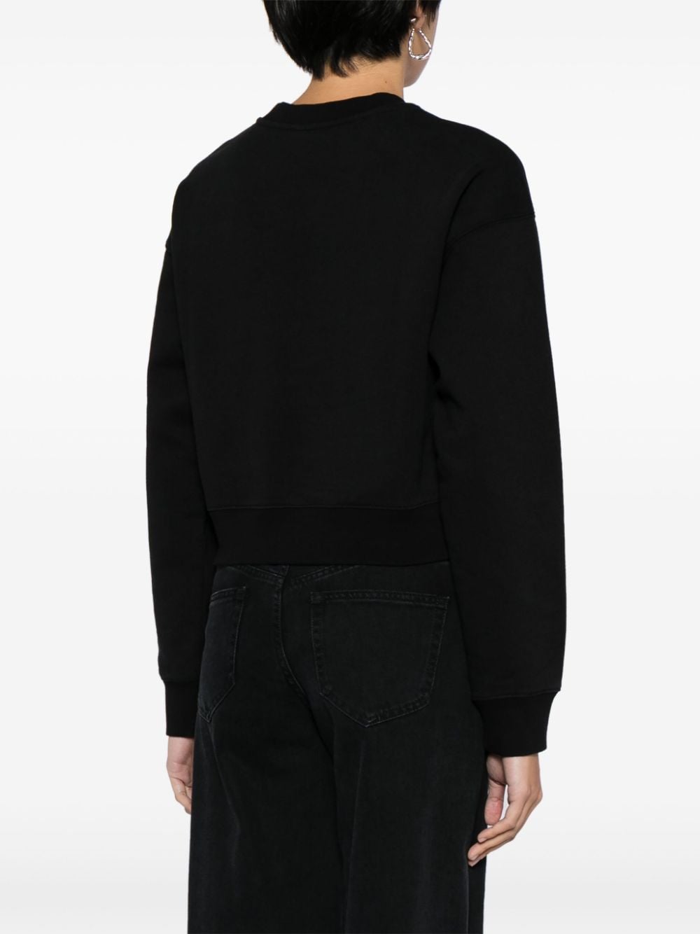 Shop Jacquemus Le Sweatshirt Gros Grain Cotton Top In 黑色