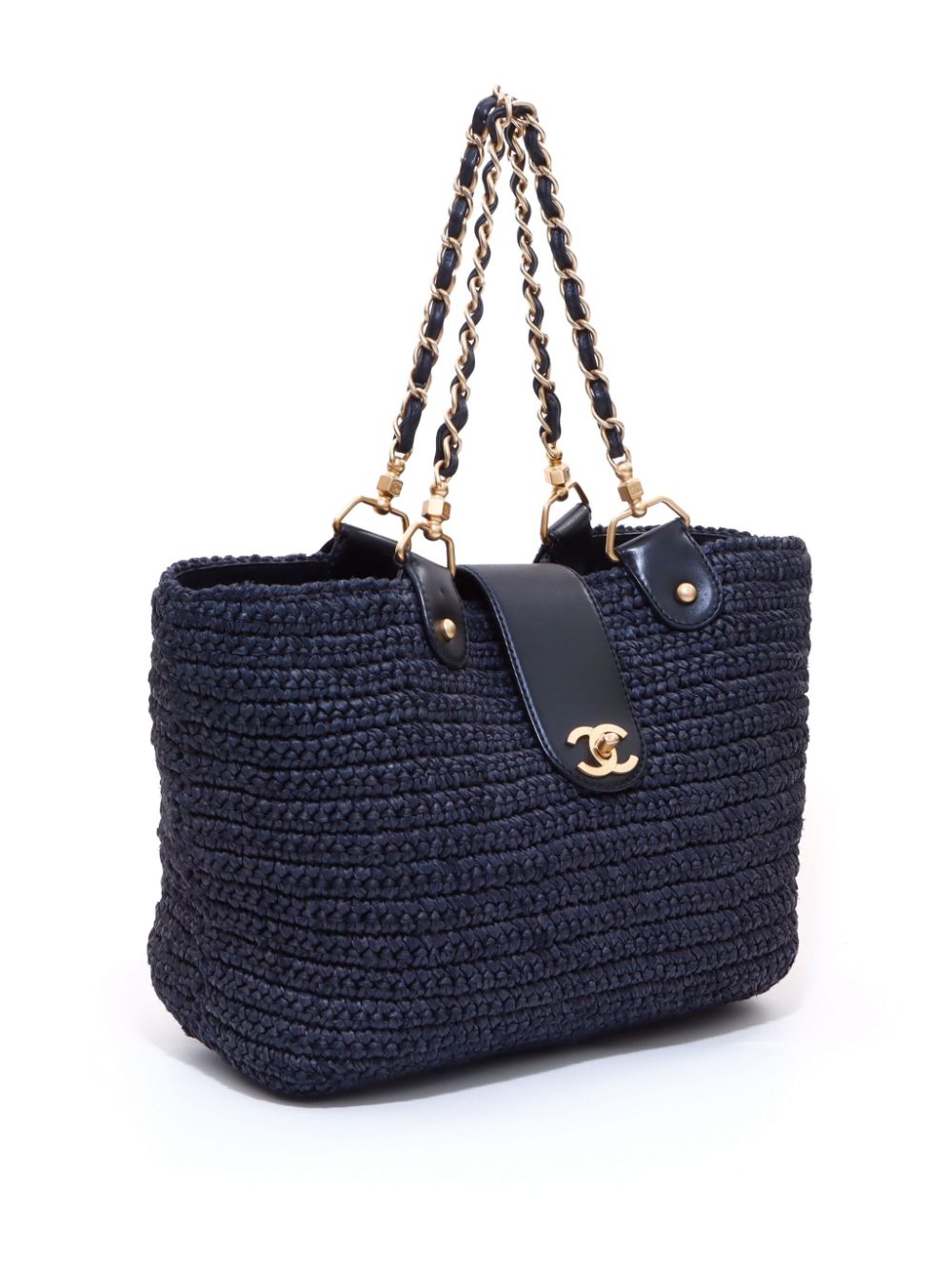 CHANEL 2005-2006 CC turn-lock straw tote bag Women