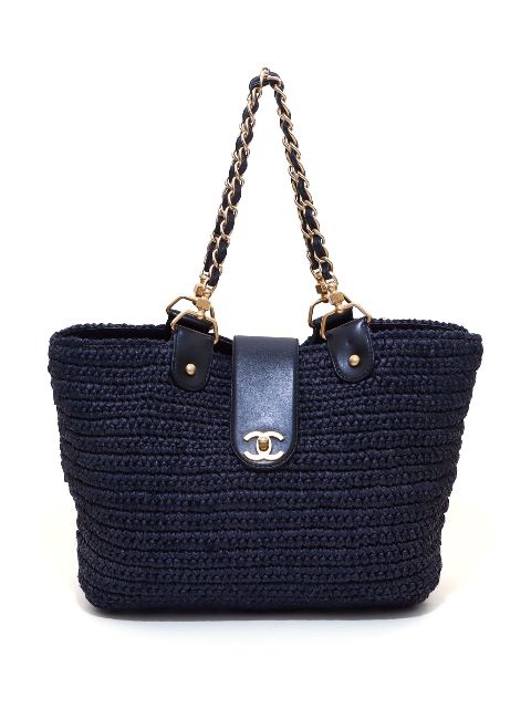 HOT SALE CHANEL 2005-2006 CC turn-lock straw tote bag Women