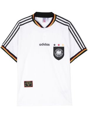 T-shirt adidas en coton blanc uni présentant une coupe droite et un large  logo noir débossé