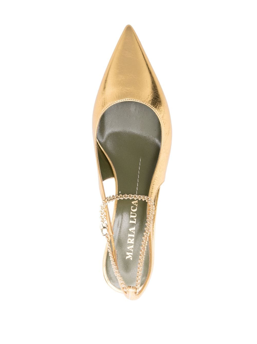 Shop Maria Luca 55mm Chain-detail Leather Pumps In Gold