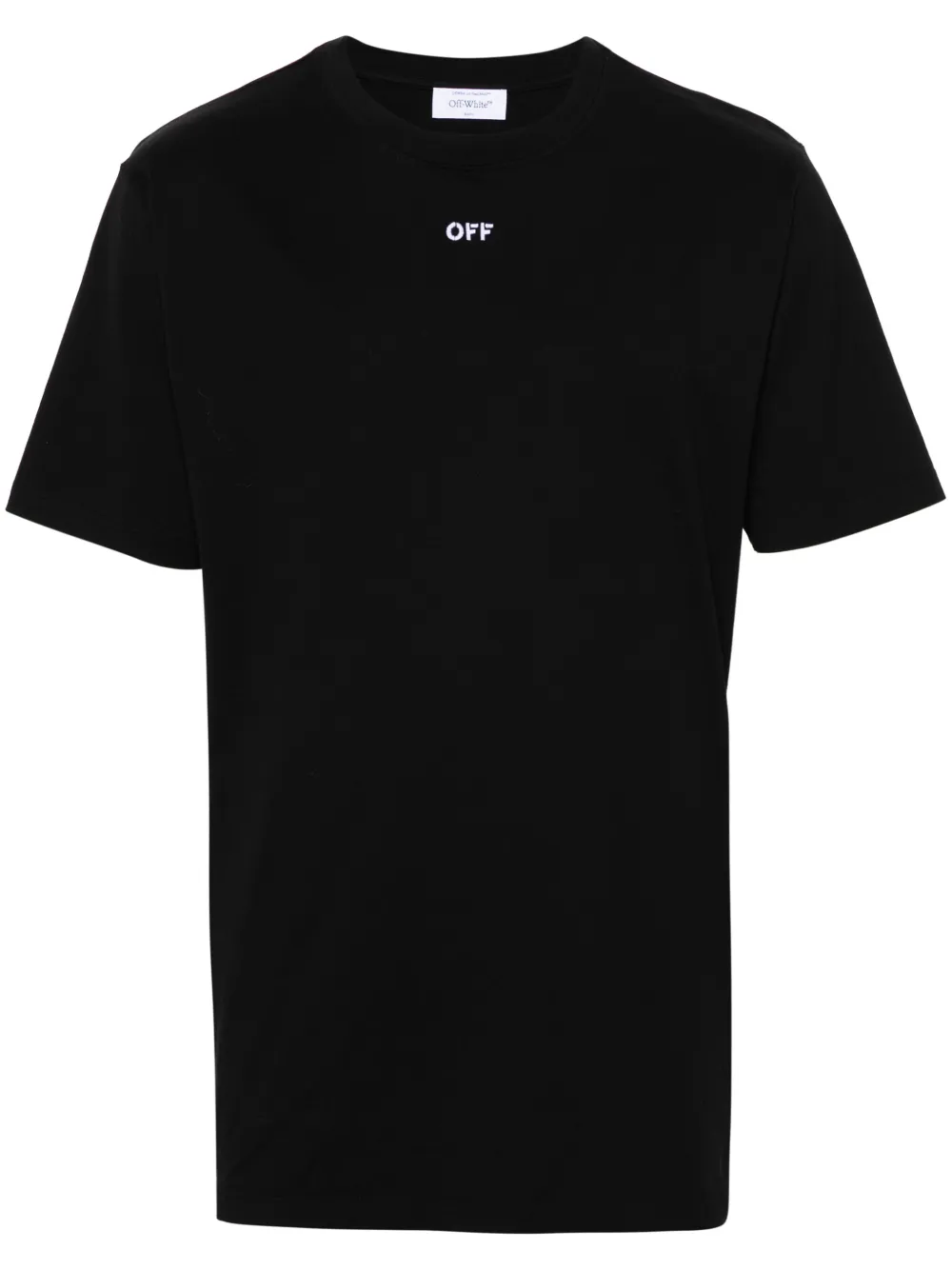 Shop Off-white Logo-embroidered Cotton T-shirt In Black