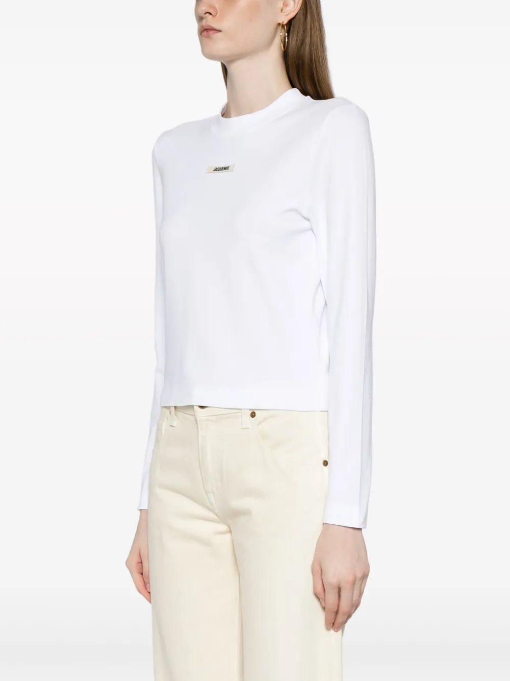 Shop Jacquemus Le T-shirt Gros Grain Top In White