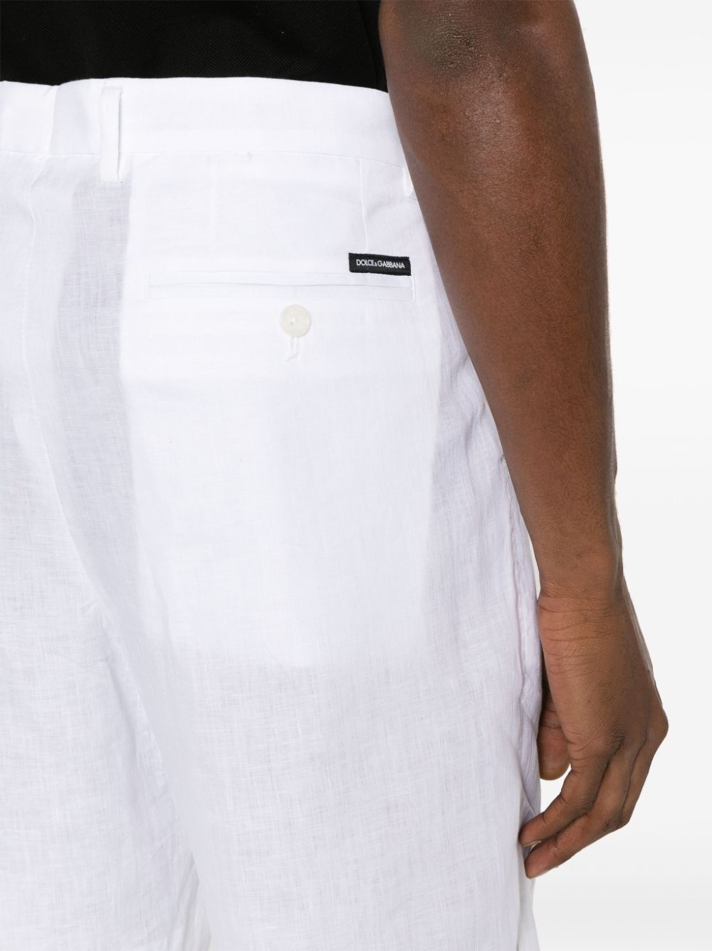 Shop Dolce & Gabbana Mid-rise Linen Chino Shorts In White