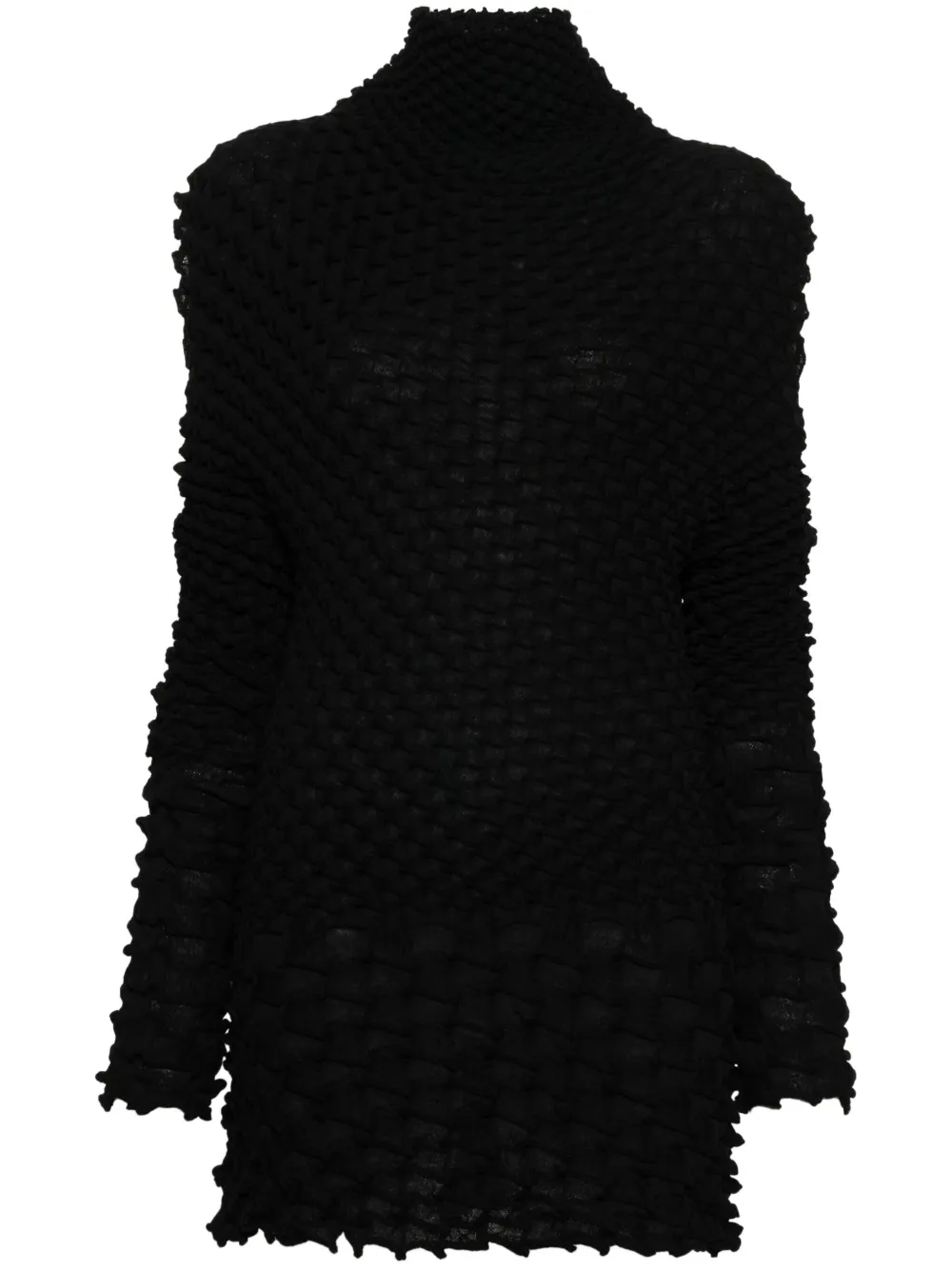 Issey Miyake Interwoven Fin-knit Mini Dress In Black