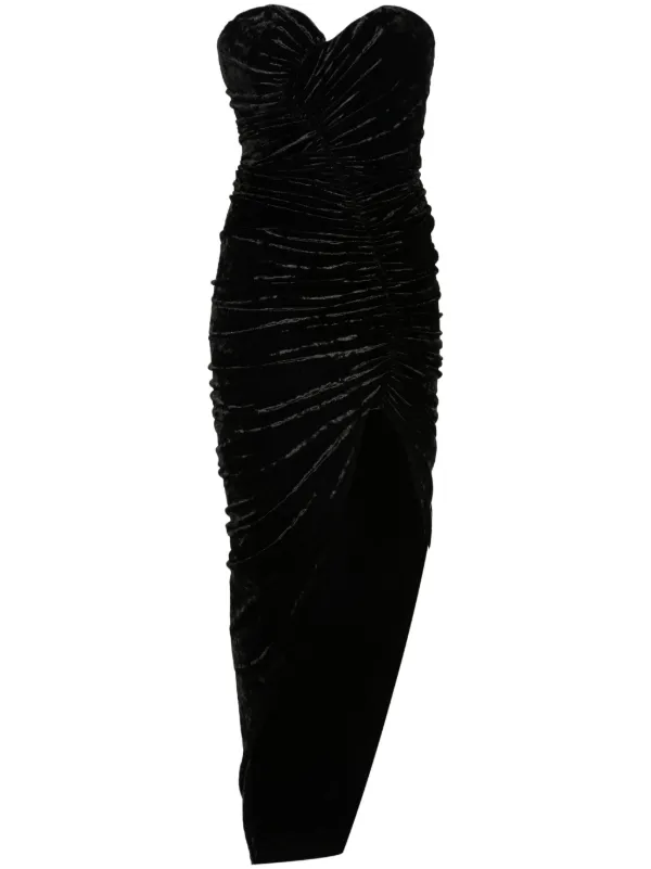 Alexandre Vauthier Crushed Velvet Maxi Dress | Black | FARFETCH JO