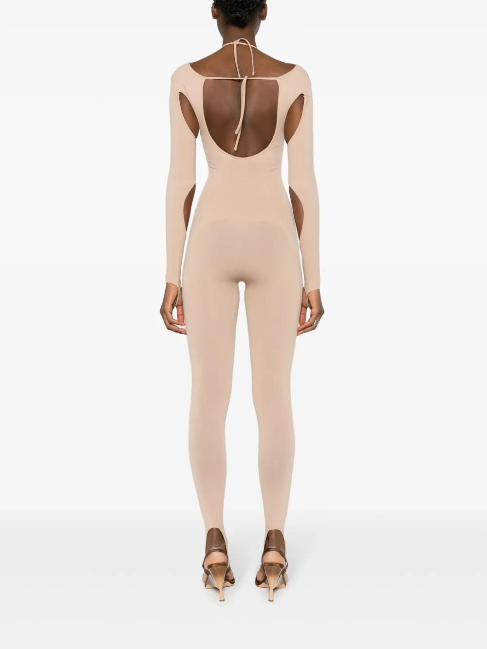 ANDREĀDAMO Jumpsuit met uitgesneden details Beige