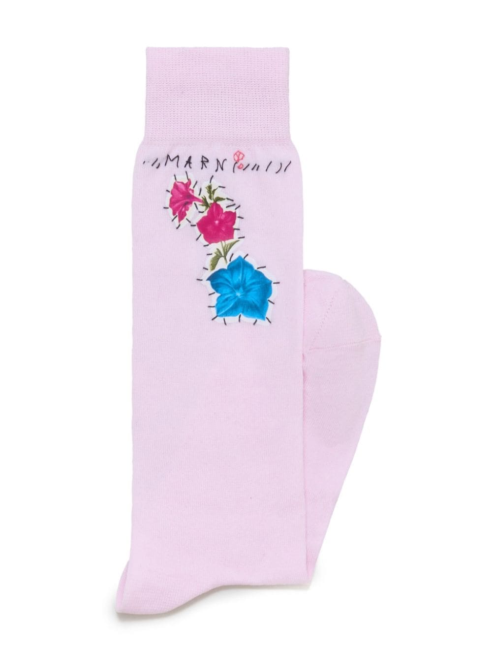 Shop Marni Logo-embroidered Floral Appliqué Socks In 00c13
