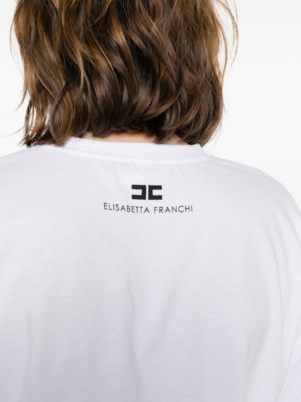 Shop Elisabetta Franchi Slogan-print Cotton T-shirt In White