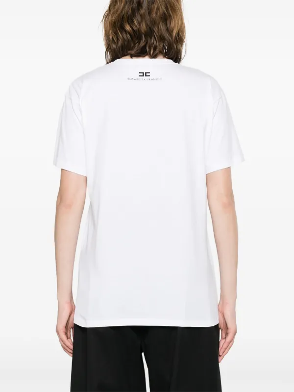 【注目】Elisabetta Franchi ロゴコットンTシャツ Elisabetta Franchi - Logo cotton t-shirt White - The Corner