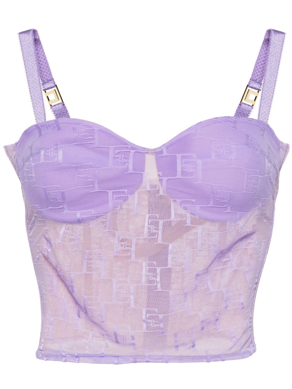 Elisabetta Franchi Logo-embroidered Bustier Top In Purple