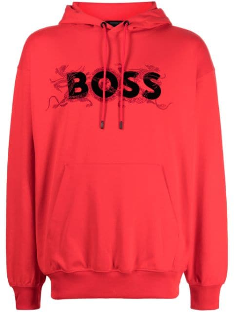 BOSS logo-appliqué drawstring hoodie