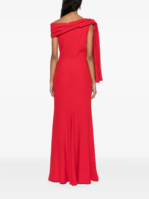 Alexander McQueen Draped off-shoulder Gown | Red | FARFETCH