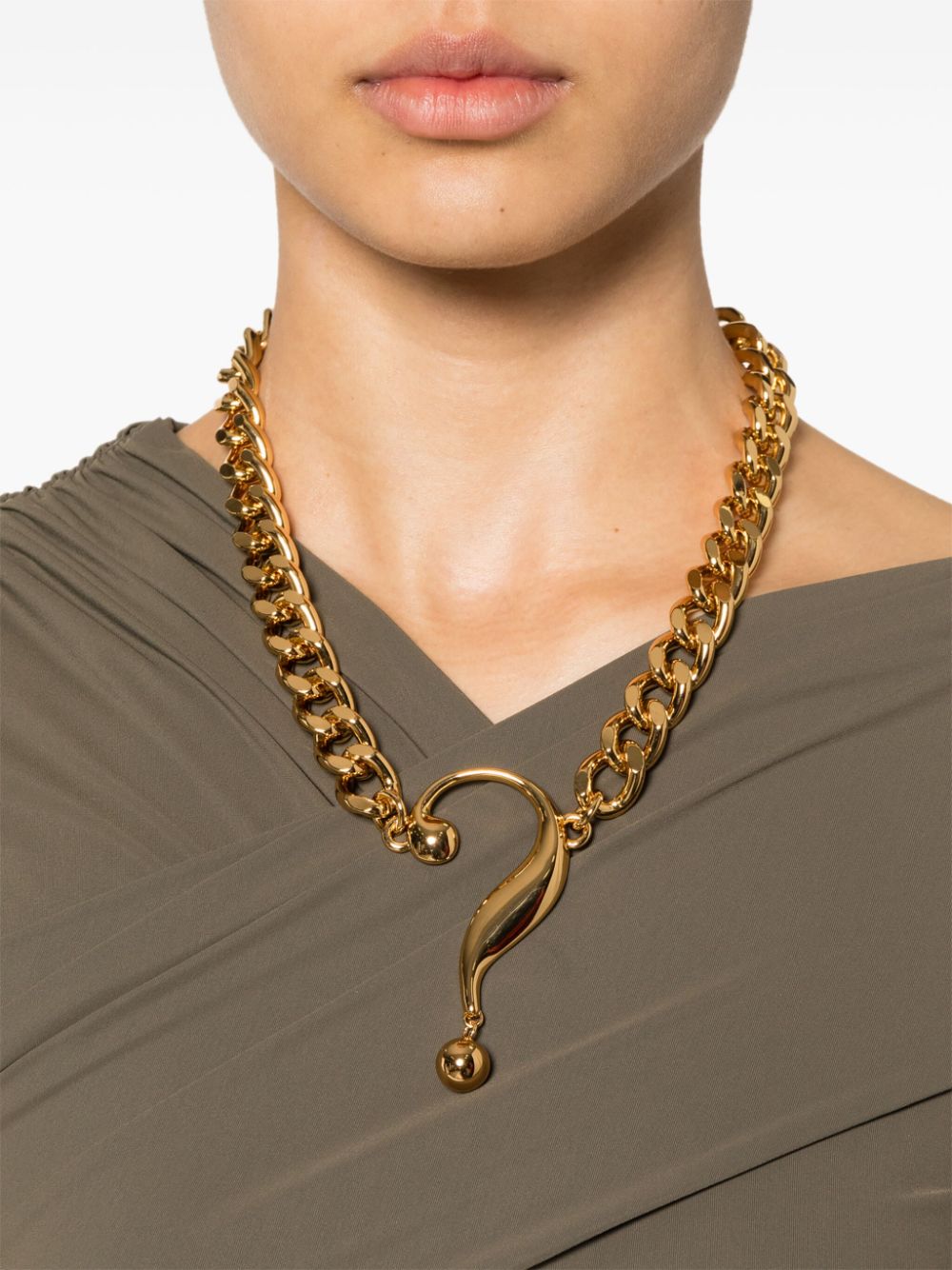 Shop Moschino Question Mark-pendant Necklace In Gold