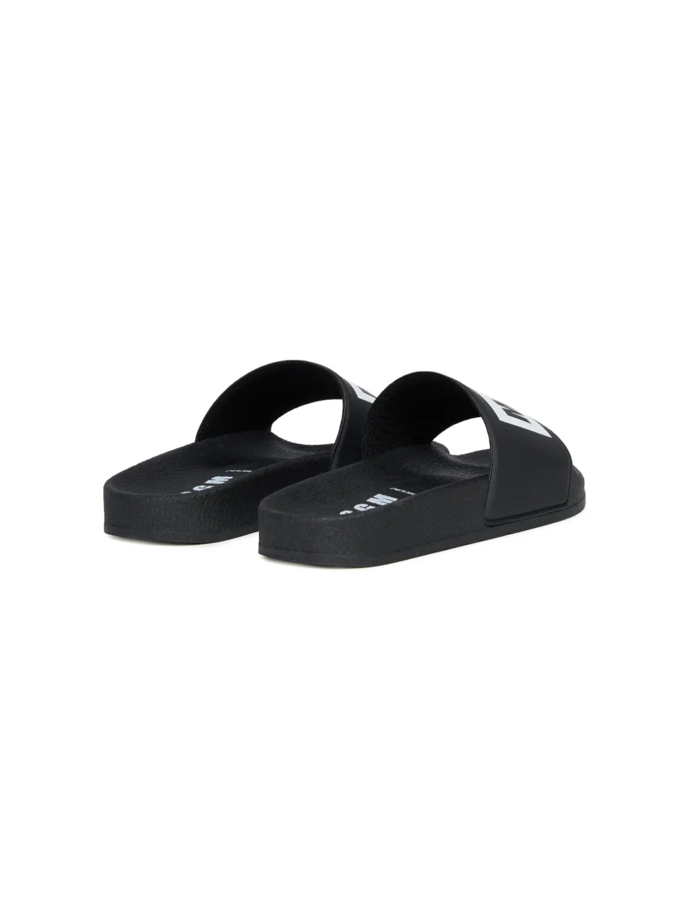 Shop Msgm Logo-print Slides In Black