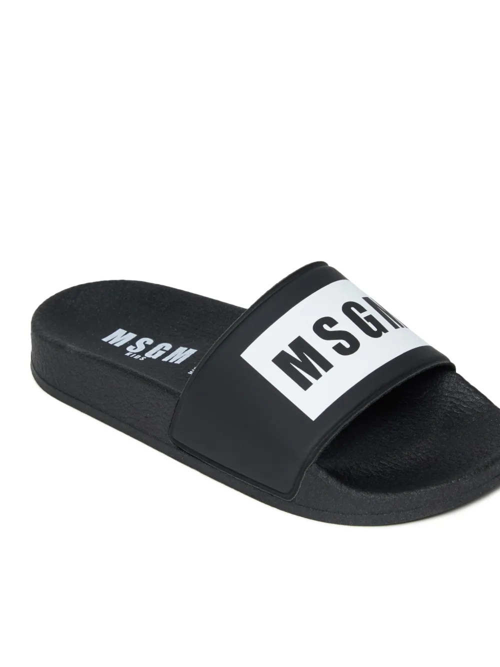 Shop Msgm Logo-print Slides In Black