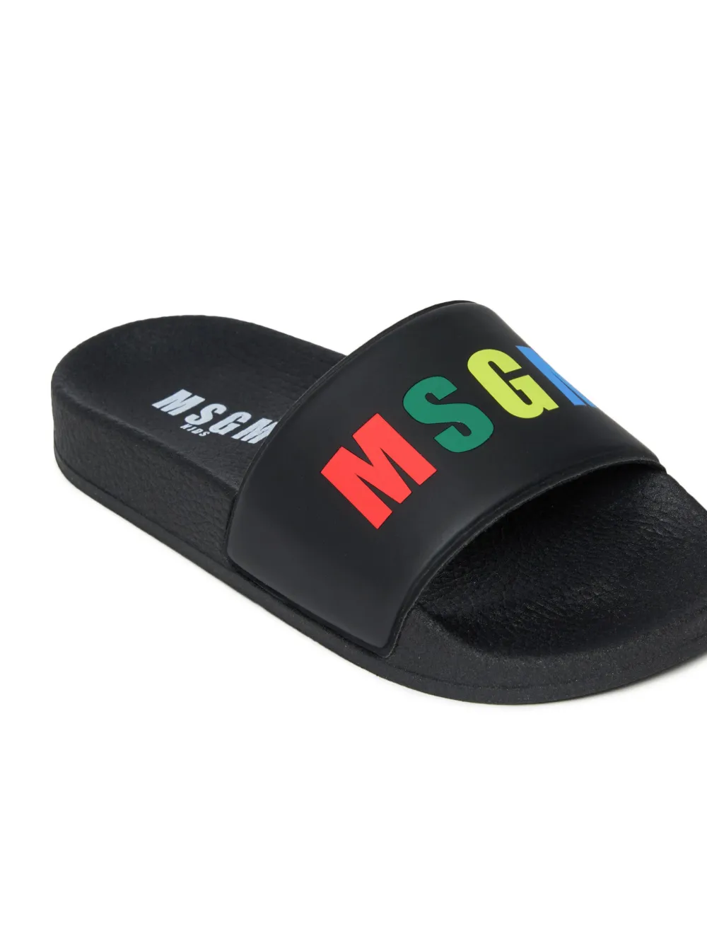 Msgm Embroidered Logo Rubber Slide Sandals In Black