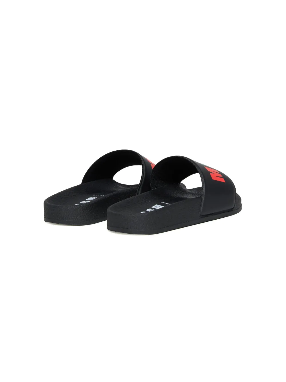 Shop Msgm Logo-print Slides In Black