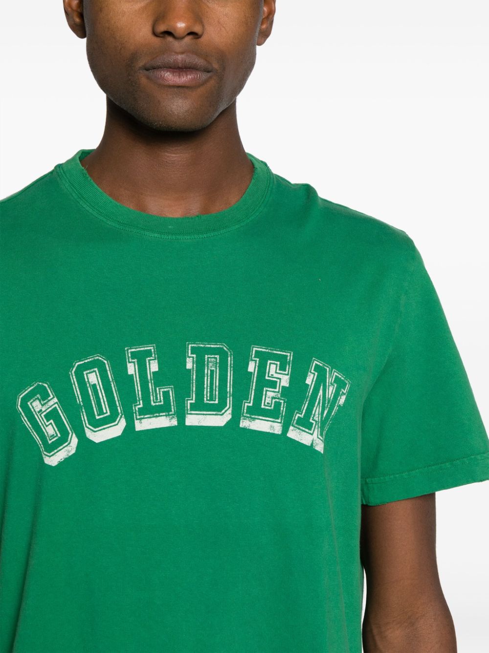 Shop Golden Goose Logo-print Cotton T-shirt In Verde