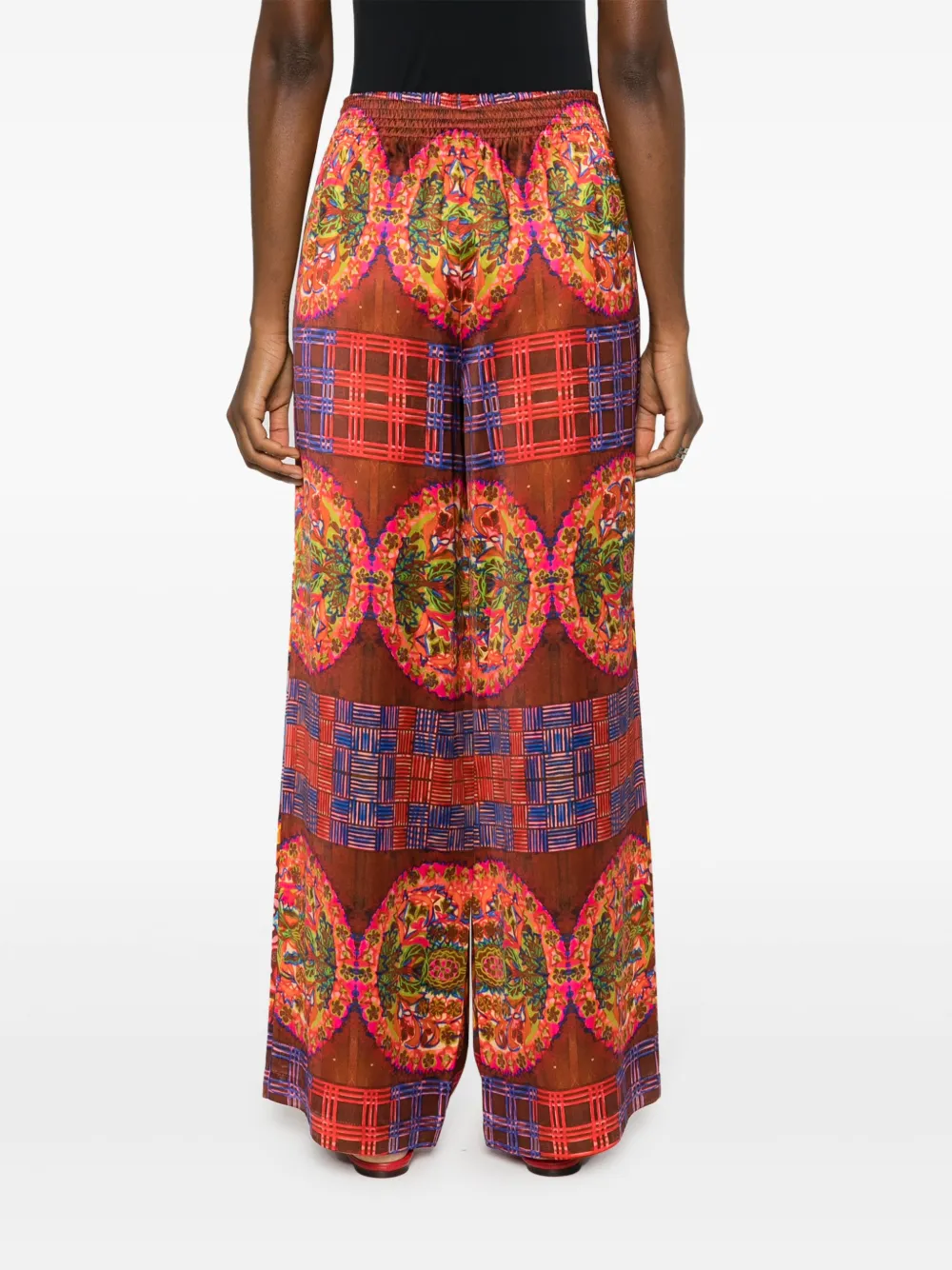 Shop Rianna + Nina Geometric-print Wide-leg Trousers In Red