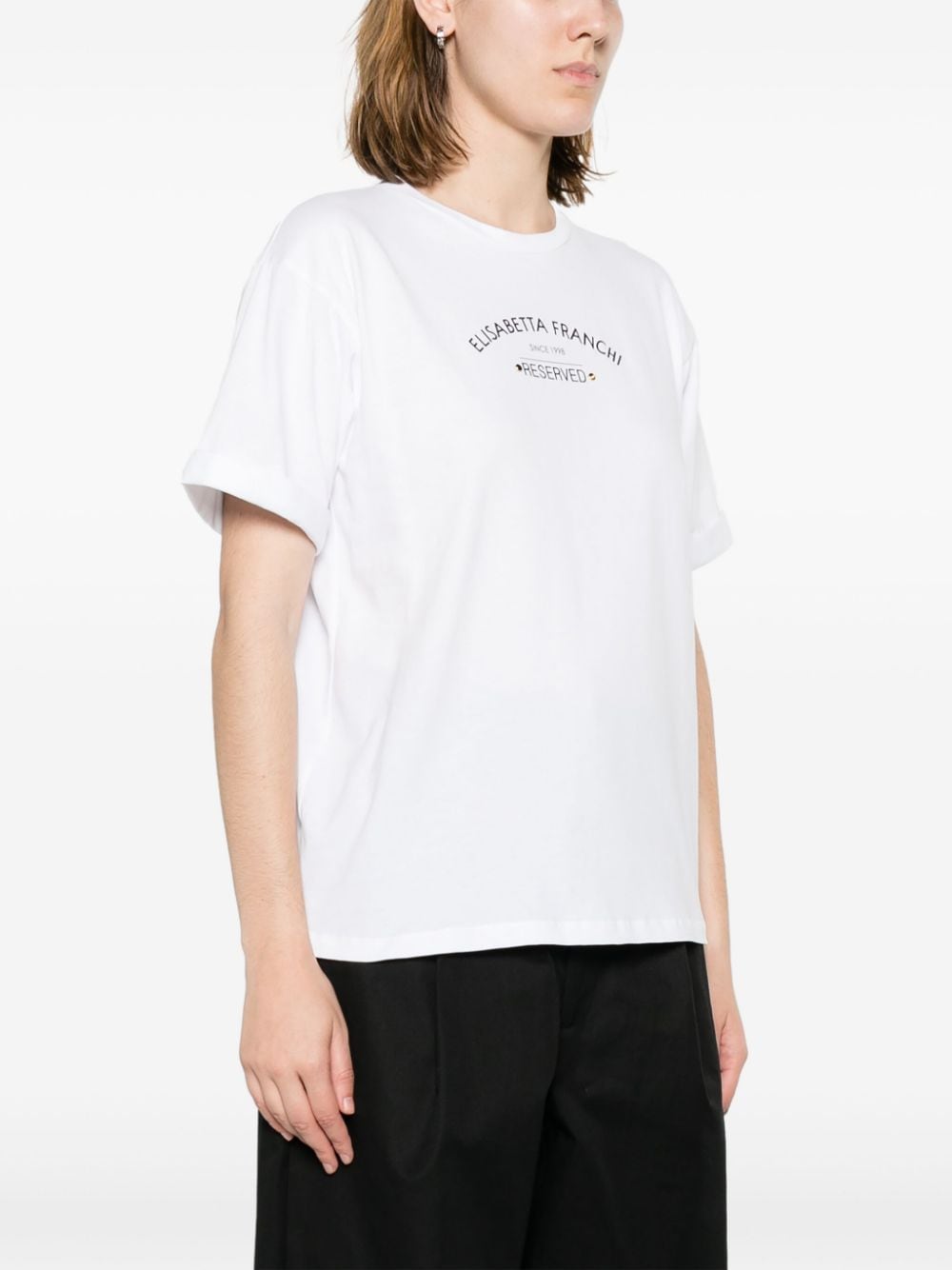 Elisabetta Franchi Katoenen T-shirt met logoprint Wit