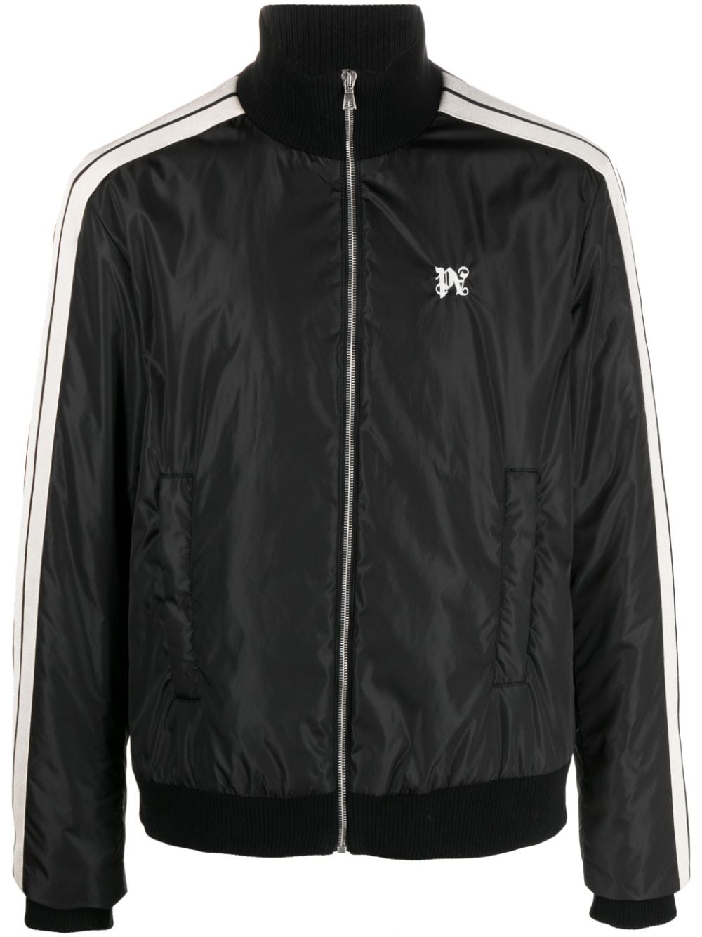 Shop Palm Angels Monogram-embroidered Padded Bomber Jacket In 黑色
