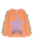 Stella McCartney Kids fringed organic-cotton sweatshirt - Orange