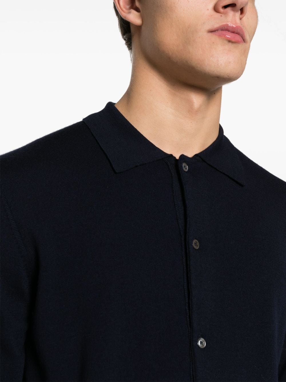 Shop Officine Generale Long-sleeve Wool Cardigan In Blue
