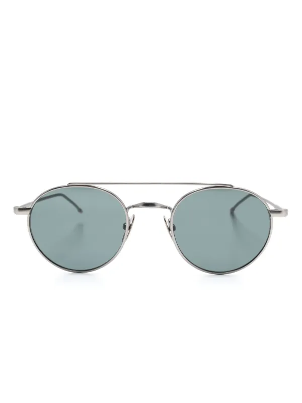 Thom Browne Eyewear Titanium Round Sunglasses | Grey | FARFETCH