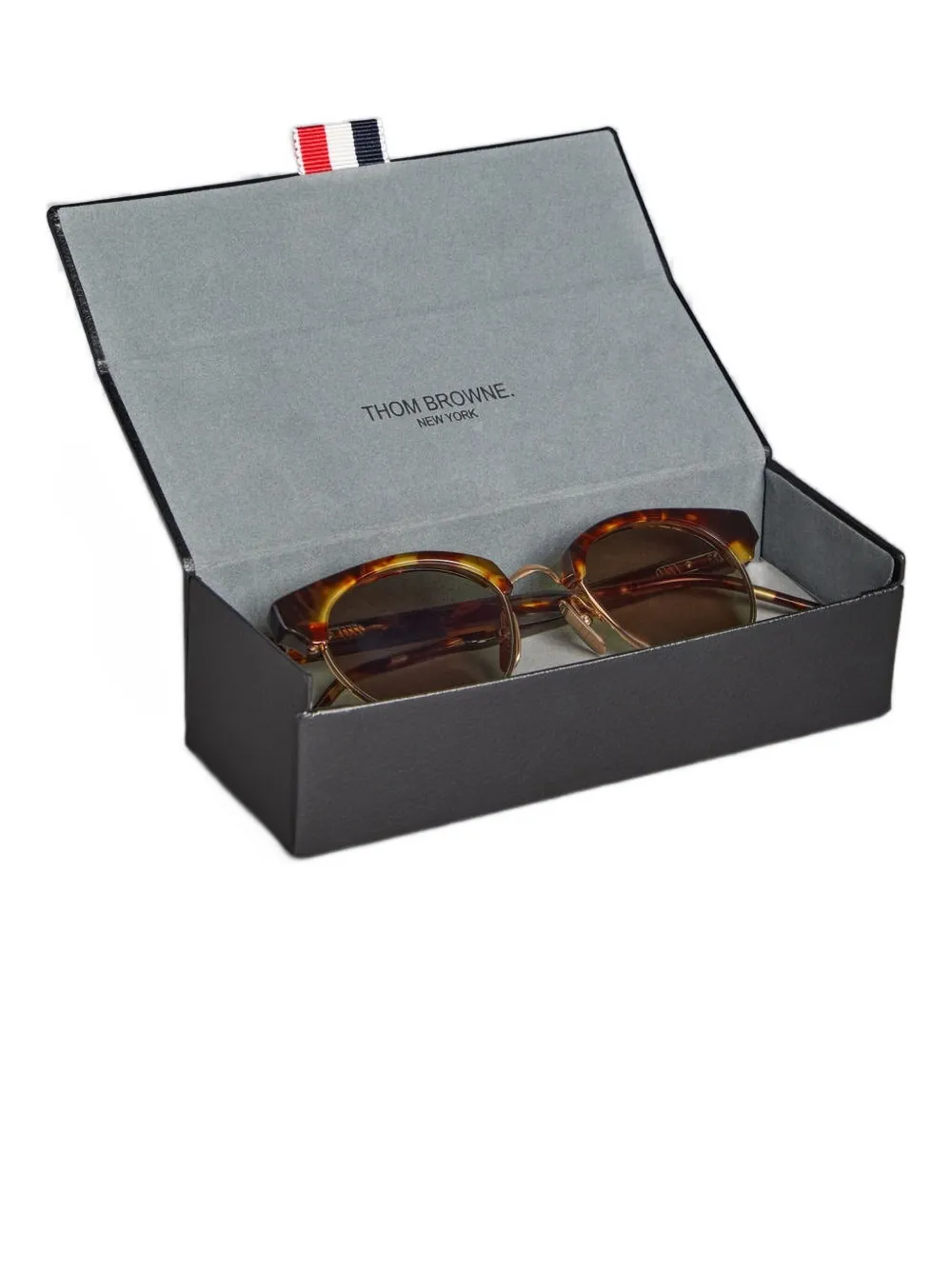 Thom Browne Tortoiseshell Clubmaster-frame Sunglasses In Brown