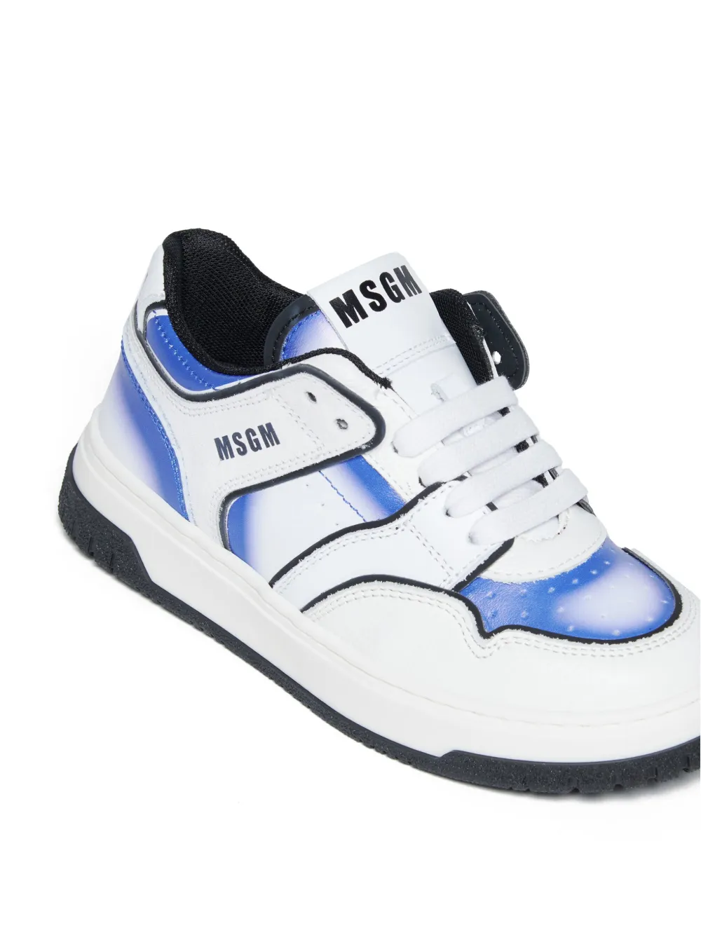 Msgm Colour-block Leather Sneakers In White