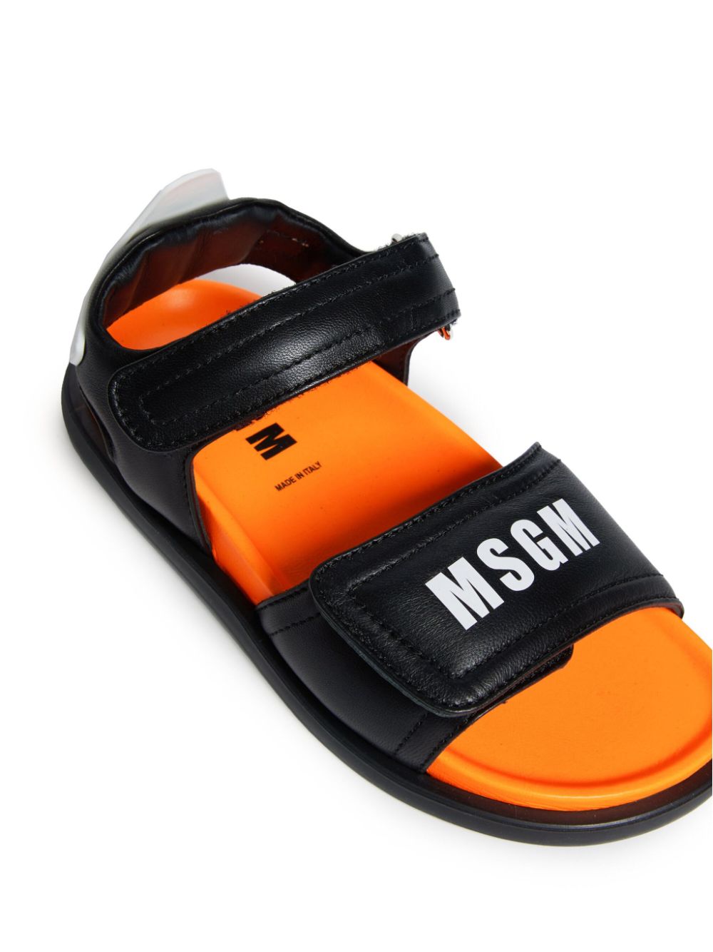 Shop Msgm Touch-strap Leather Sandals In Black