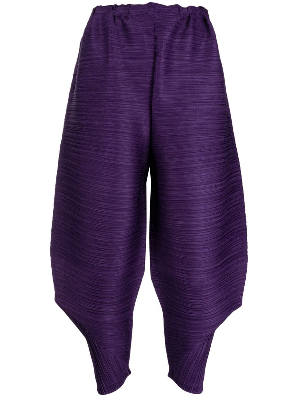 Issey Miyake Cropped Plissé Trousers In Purple