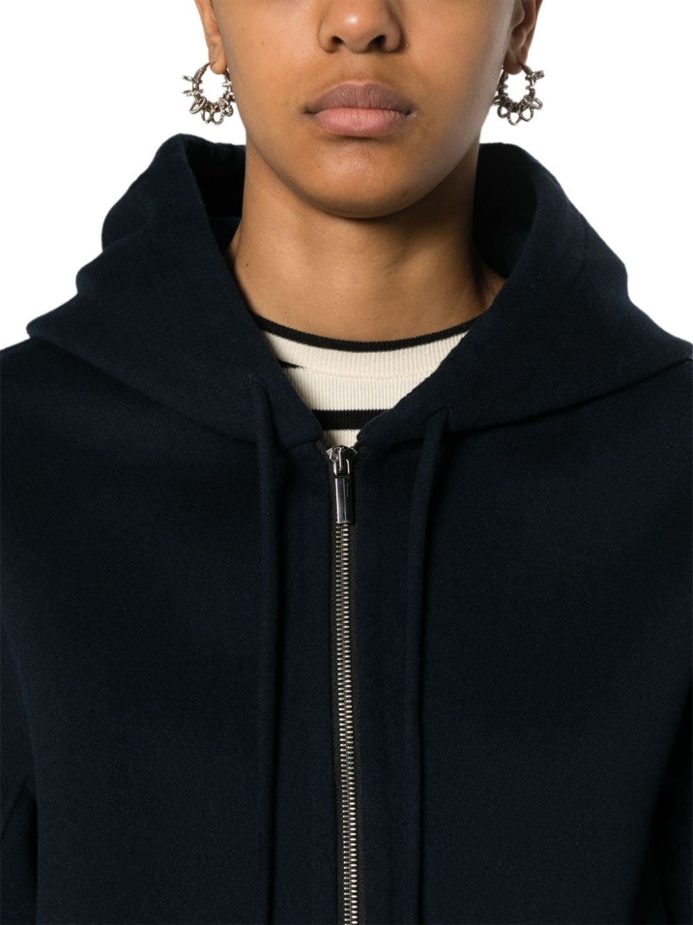 Shop 's Max Mara Virgin Wool Hooded Jacket In Blue