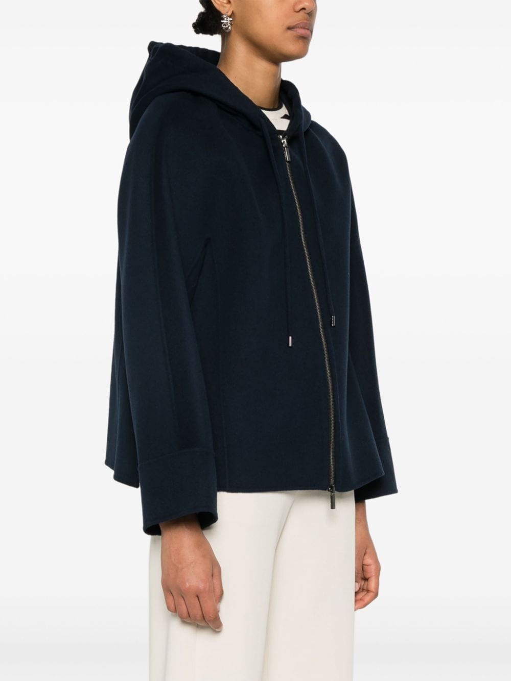 Shop 's Max Mara Virgin Wool Hooded Jacket In Blue